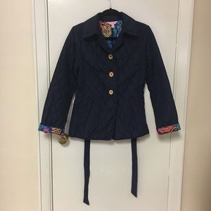 Lilly Pulitzer women’s navy blue quilted coat SM